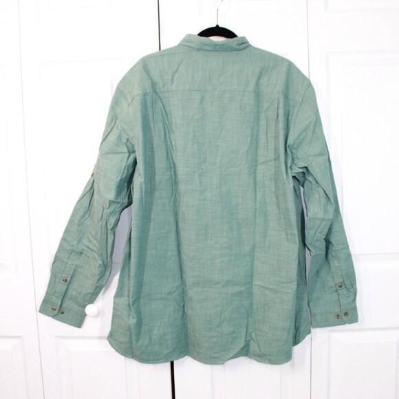 LL Bean Men's Green Cotton Traditional Fit Long Sleeve Button Up Shirt - Picture 7 of 10